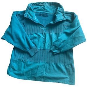 Vintage Turquoise Pullover High Neck Jacket size Large